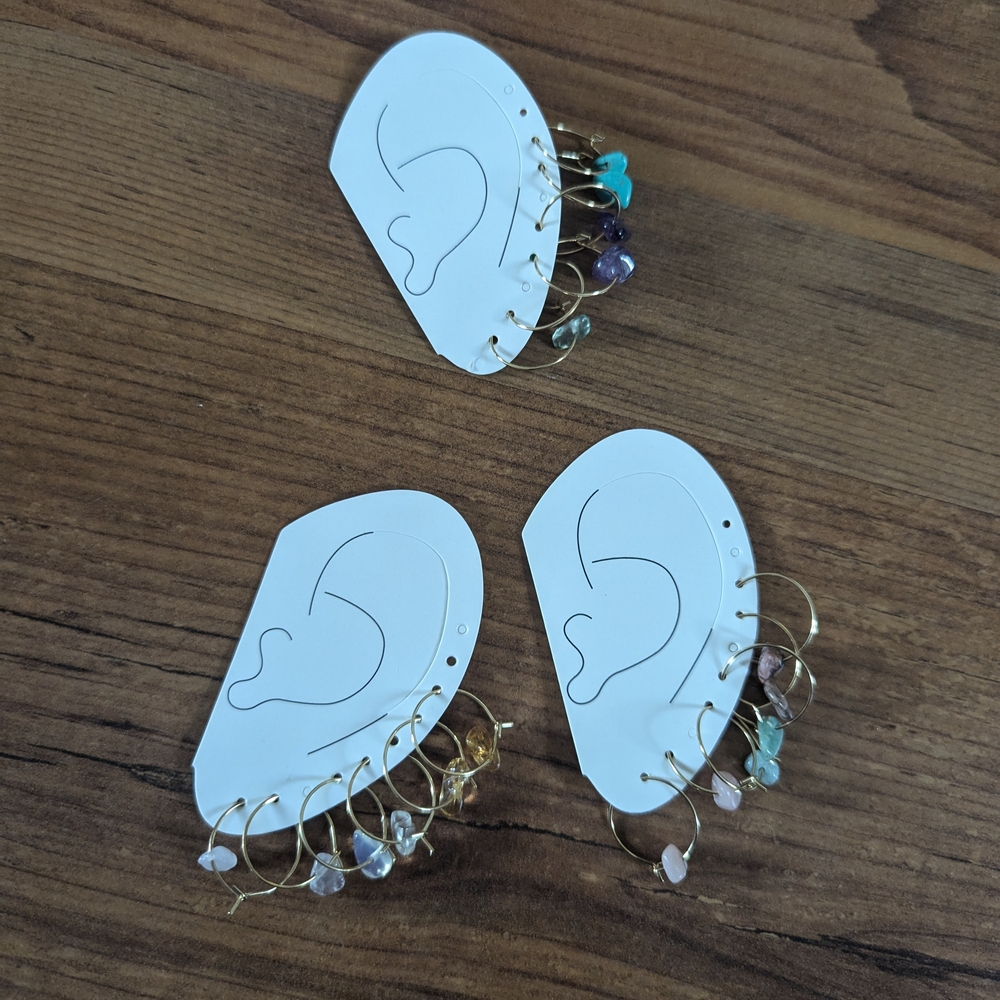 Chic Stone Hoop Earrings Set Of 9 Pairs